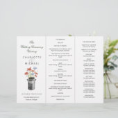 Rustige handgeplukte bloemen Tri-Fold trouwprogram (Staand voorkant)