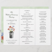 Rustige handgeplukte bloemen Tri-Fold trouwprogram (Voorkant / Achterkant)