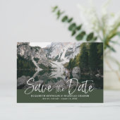 Rustige handgeschreven foto save the date-reactie RSVP kaartje (Staand voorkant)