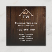 Rustige handyman Carpenter Tools voor constructie Vierkante Visitekaartje (Achterkant)