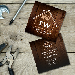 Rustige handyman Carpenter Tools voor constructie Vierkante Visitekaartje