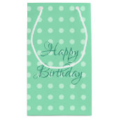 Rustige Happy Birthday Sjabloon Polka Dots Mint Klein Cadeauzakje (Achterkant)
