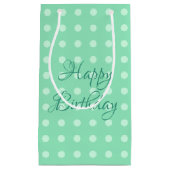 Rustige Happy Birthday Sjabloon Polka Dots Mint Klein Cadeauzakje (Voorkant)