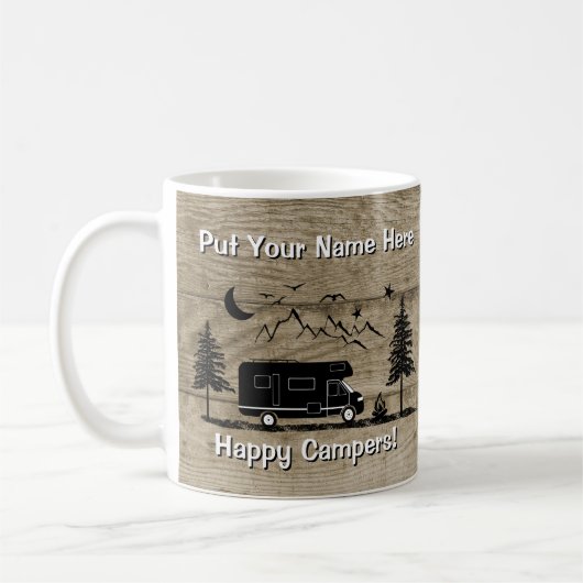 Rustige Happy Camper Class C RV Custom Coffee Mok (Links)