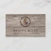 rustige happy dog, logo in hout visitekaartje (Voorkant)