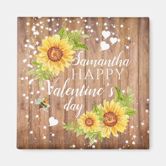 Rustige Happy Floral Sunflower Magnet van de Valen (Voorkant)