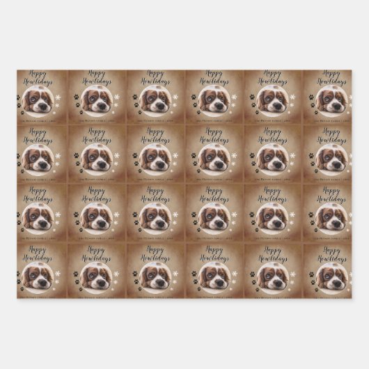 Rustige Happy Howlidays Foto met kerstfeestdag Inpakpapier Vel (Voorkant 3)