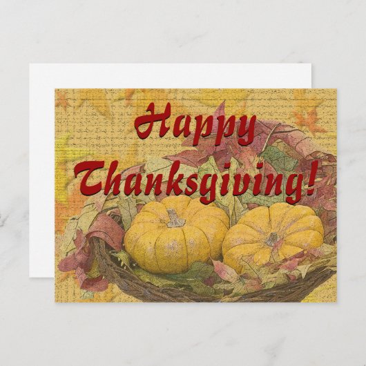 Rustige Happy Thanksgiving Leaves Gourds Custom Feestdagenkaart (Voorkant / Achterkant)