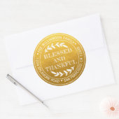 Rustige Happy Thanksgiving Retouradres Goud Ronde Sticker (Envelop)