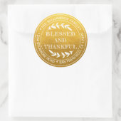 Rustige Happy Thanksgiving Retouradres Goud Ronde Sticker (Tas)