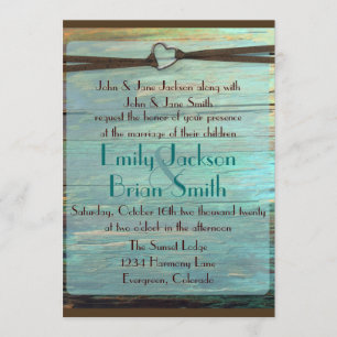 Rustige hark turkooizen bruiloft nodigt uit kaart