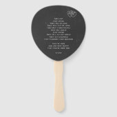 Rustige hartsmonogram Chalkboard Wedding Hand Fans Handwaaier (Achterkant)