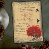 Rustige Heart Leaf Red Tree Love Bird Wedding Kaart