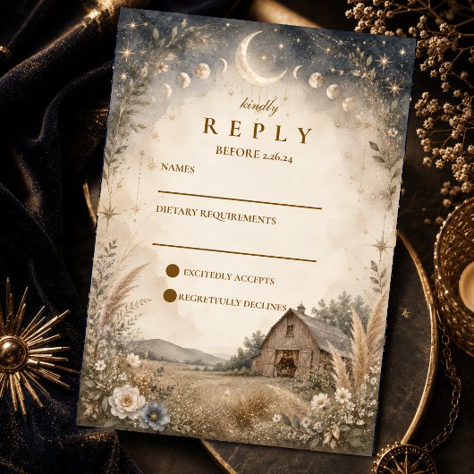 Rustige Hemelbruiloft RSVP Kaartje