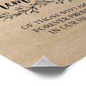 Rustige herdenkingsbord voor wijnstokken poster (Hoek)