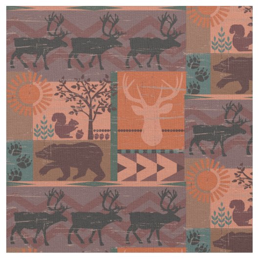 Rustige Herfst afdrukken met dieren Stof (Close Up)
