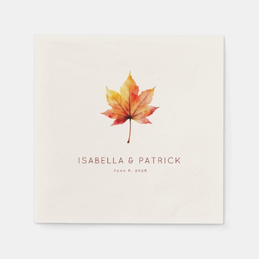 Rustige herfst aquarel blad servet (Voorkant)