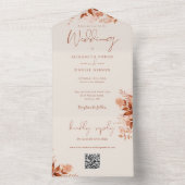 Rustige Herfst Bloem QR Code Trouwen All In One Uitnodiging (Binnen)