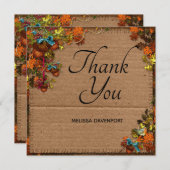 Rustige Herfst bloemen en eikels op faux-karton Bedankkaart (Voorkant / Achterkant)