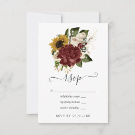 Rustige Herfst - Bloemrijke Herfst Huwelijk RSVP Kaartje