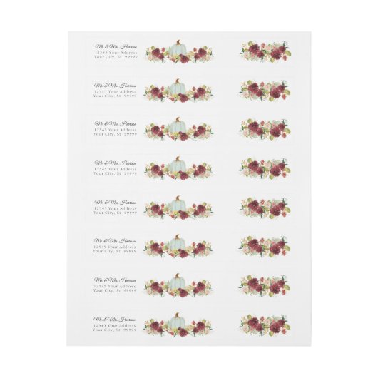 Rustige Herfst Blue Pumpkin Burgundy Red Floral (Vel)