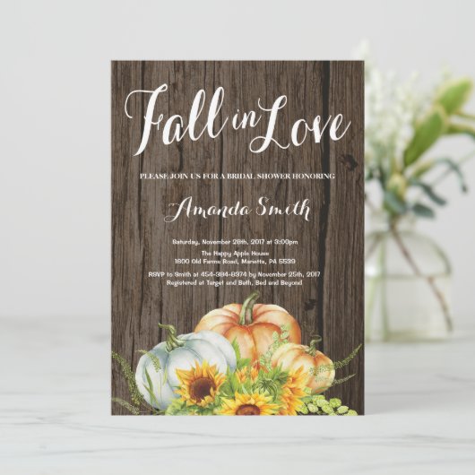 Rustige Herfst Bridal Shower-uitnodiging Kaart (Staand voorkant)