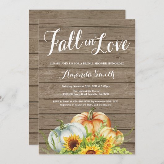 Rustige Herfst Bridal Shower-uitnodiging Kaart (Voorkant / Achterkant)