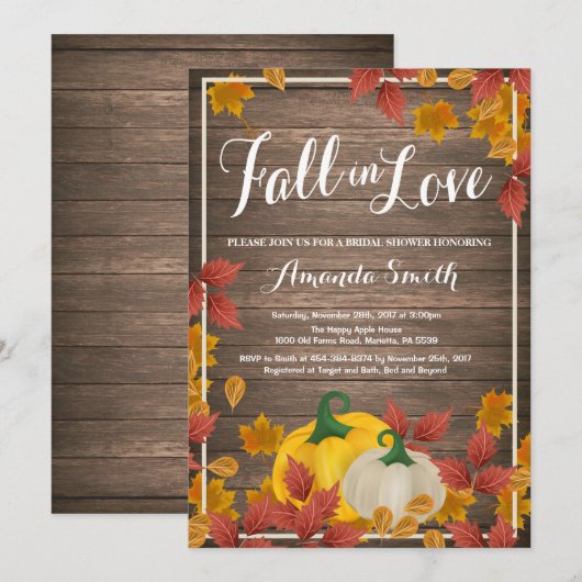 Rustige Herfst Bridal Shower-uitnodiging Kaart (Voorkant / Achterkant)