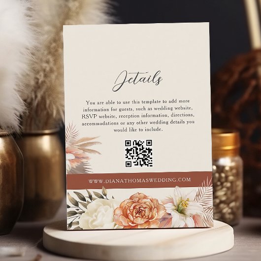 Rustige Herfst Bruiloft QR Details Card Informatiekaartje