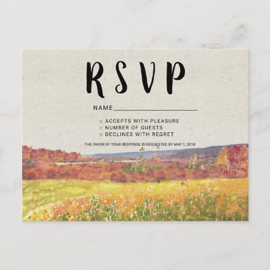 Rustige herfst bruiloft RSVP briefkaart (Voorkant)