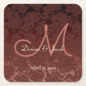 Rustige Herfst bruin Champagne Monogram Wedding Kartonnen Onderzetters (Voorkant)