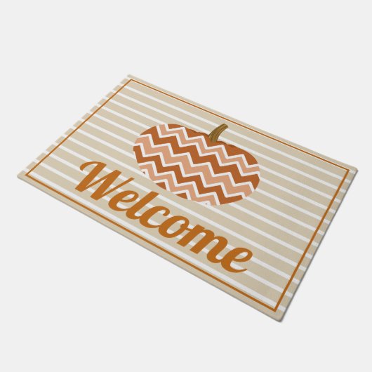 Rustige Herfst Chevrons Pumpkin & Stripes Deurmat (Schuin)