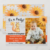 Rustige Herfst Eekhoorn Waterverf Birthday Party Kaart (Voorkant / Achterkant)