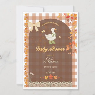 Rustige Herfst Eend | Landelijk Gingham & Herfstbl Kaart
