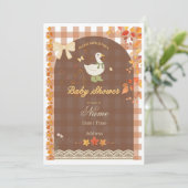 Rustige Herfst Eend | Landelijk Gingham & Herfstbl Kaart (Staand voorkant)