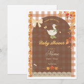 Rustige Herfst Eend | Landelijk Gingham & Herfstbl Kaart (Voorkant / Achterkant)