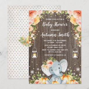 Rustige Herfst Elephant Baby shower Autumn Floral Kaart