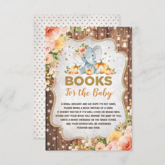 Rustige Herfst Elephant Pumpkin Boeken voor Baby Informatiekaartje (Voorkant / Achterkant)