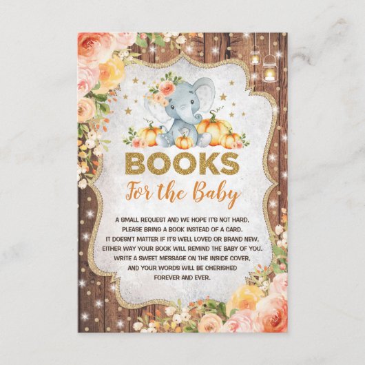 Rustige Herfst Elephant Pumpkin Boeken voor Baby Informatiekaartje (Voorkant)