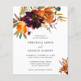 Rustige Herfst Floral Budget Wedding Uitnodiging