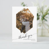 Rustige Herfst Floral Foliage Geometric Gold Foto Bedankkaart (Staand voorkant)