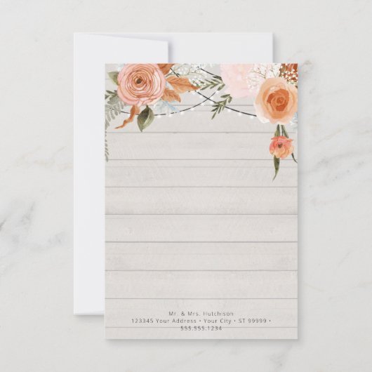 Rustige Herfst Floral Foliage Geometric Gold Foto Bedankkaart (Achterkant)