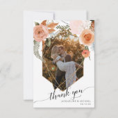 Rustige Herfst Floral Foliage Geometric Gold Photo Bedankkaart (Voorkant)