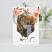 Rustige Herfst Floral Foliage Geometric Gold Photo Bedankkaart (Staand voorkant)