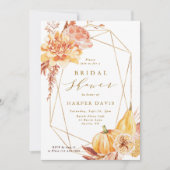 Rustige Herfst Floral Geometric Gold Vrijgezellenf Kaart (Voorkant)