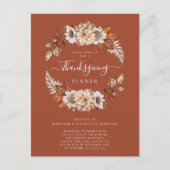 Rustige Herfst Floral laat Thanksgiving eten Uitnodiging Briefkaart (Voorkant)