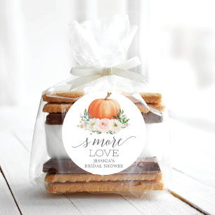 Rustige Herfst Floral Pumpkin S'More Love Favor Ronde Sticker