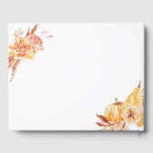 Rustige Herfst Floral Pumpkin Wedding Gold Lijst Gastenboek (Achterkant)