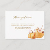 Rustige Herfst Floral Pumpkin Wedding Reception Go Informatiekaartje (Voorkant)