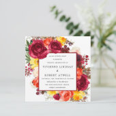 Rustige Herfst Floral Square Wedding Kaart (Staand voorkant)